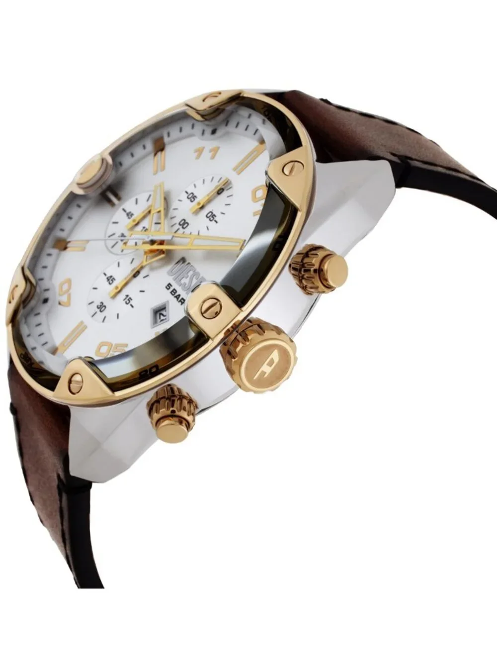 NWT Diesel Spiked Chronograph Quartz Silver Dial Men's Watch